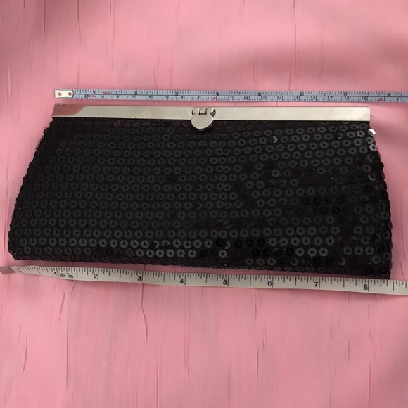 🆕Sequin clutch bag/wallet! Black/silver! 5 compartments & 1 zip coin! Dustcover - Picture 10 of 15